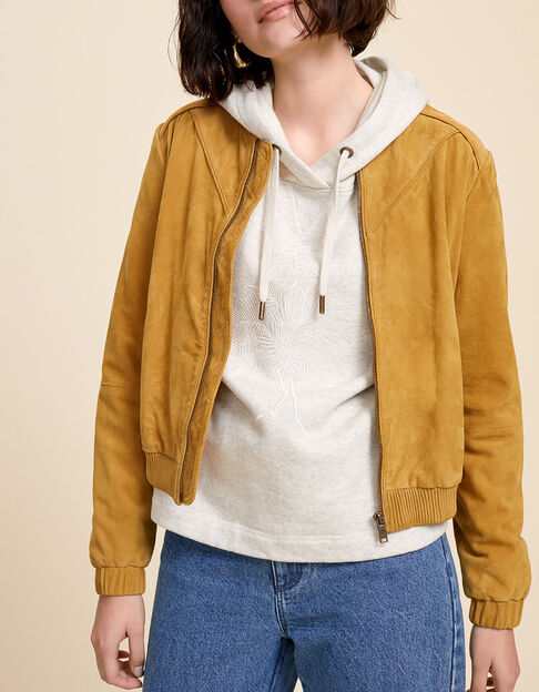 DEEPA - Bomber épices en cuir velours - One Step