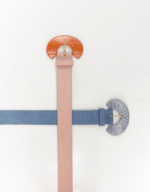 APIS - Ceinture rose en cuir velours certifié - One Step