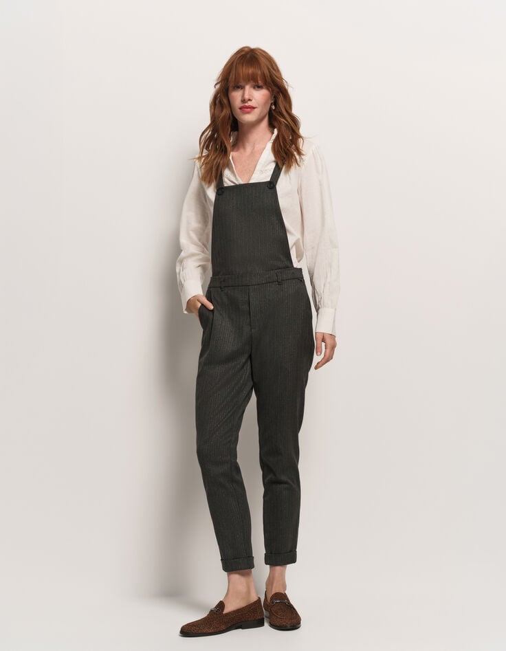 PAX - Pantalon salopette gris motif rayures lurex-3 PAX - Pantalon salopette gris motif rayures lurex-3
