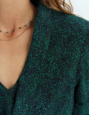 VESELY - Veste de costume noire imprimé pointilliste vert-3