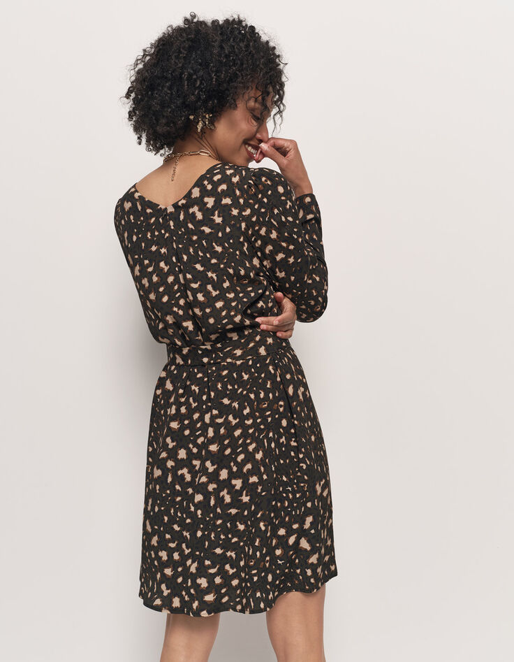 RELLA - Robe kaki Lenzing™ Ecovero™ tachiste animalier-3