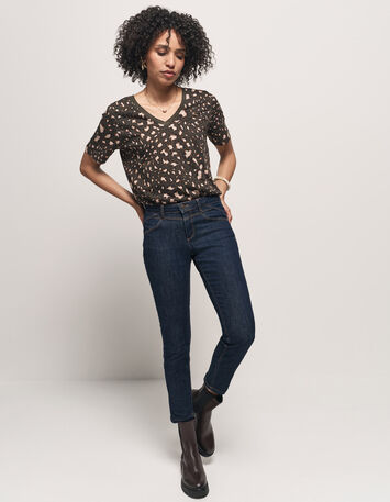 MADIAN - T-shirt kaki coton bio imprimé tachiste animalier-6