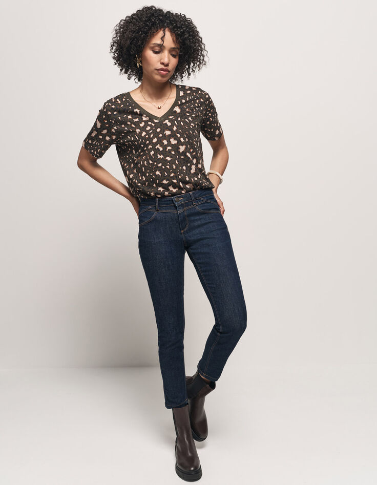 MADIAN - T-shirt kaki coton bio imprimé tachiste animalier-6