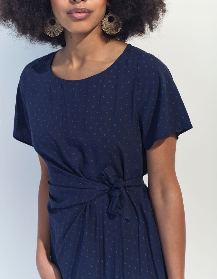 RAMI - Robe bleue Lenzing Ecovero minimaliste carrés-4