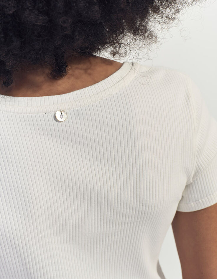 MIRO - T-shirt blanc c&ocirc;tel&eacute; &agrave; message -3