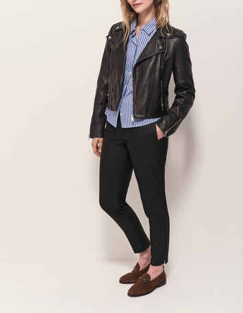 DEAN - Blouson biker noir en cuir-4