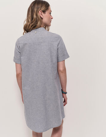 RESEDA - Robe chemise bleue motif rayures fantaisie-3