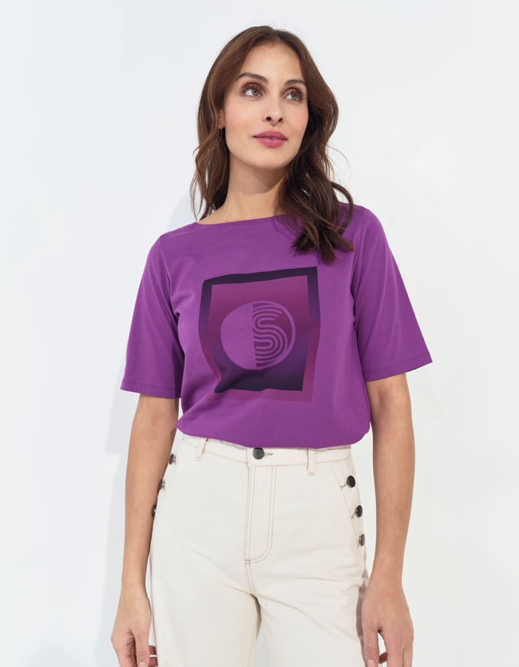 MATHEO - T-shirt violet coton bio monogramme -3