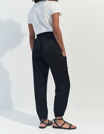 PAZIA - Pantalon battle noir satin&eacute; -4
