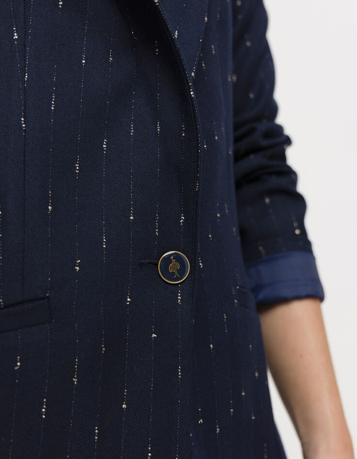 VOICE - Veste de tailleur marine rayures lurex-7