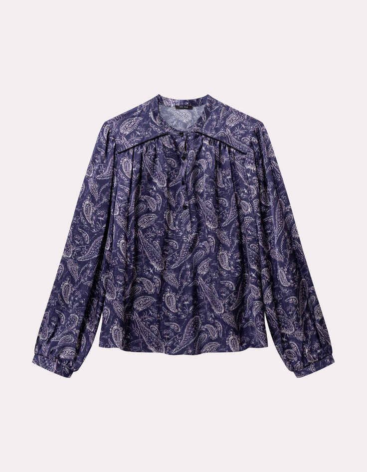 CLUSE - Blouse bleue Lenzing™ Ecovero™ cachemire-5