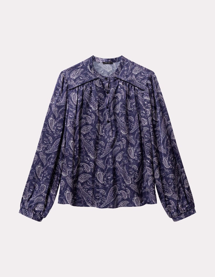 CLUSE - Blouse bleue Lenzing™ Ecovero™ cachemire-5 CLUSE - Blouse bleue Lenzing™ Ecovero™ cachemire-5