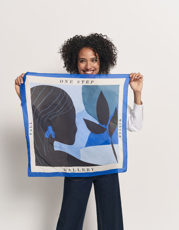 AURORA - Foulard soie bleu danseuse revisitée-3