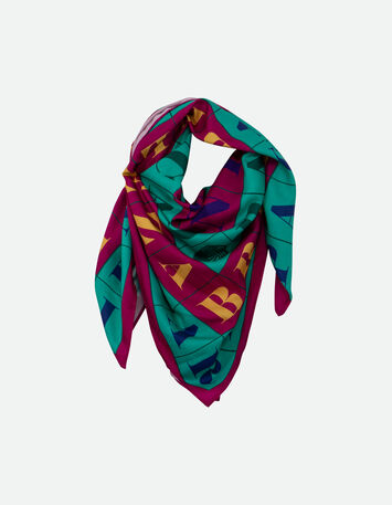 AUXANE - Foulard vert motifs maxi typo couleur -1
