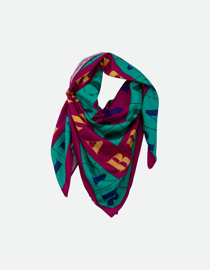 AUXANE - Foulard vert motifs maxi typo couleur -1