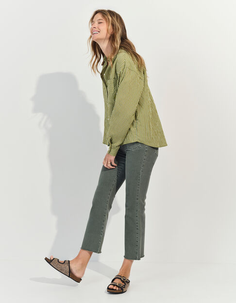 LE KARLIE - Jean bootcut kaki waterless 7/8ème  - One Step