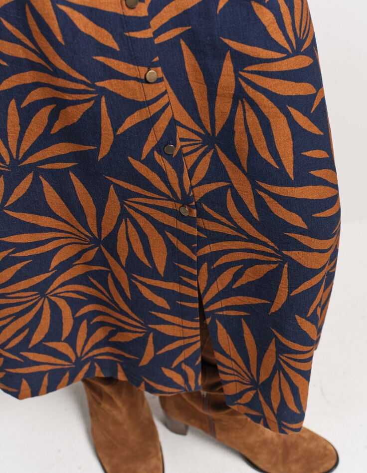 RODNEY - Robe longue marine imprim&eacute; maxi feuilles-5