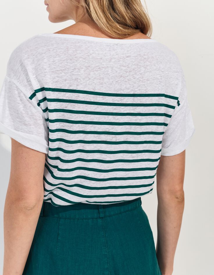 MOOVE - T-shirt blanc rayures et danseuse dor&eacute;e -3