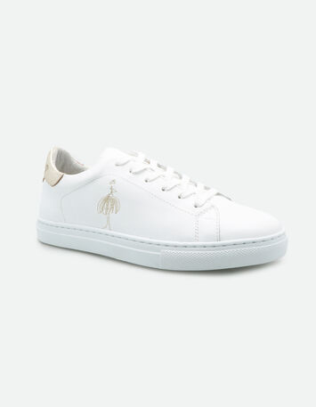 O.OASIS - Sneakers blanches en cuir broderie danseuse-1