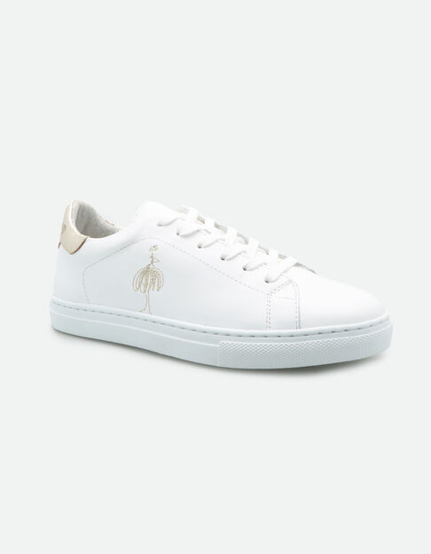 O.OASIS - Sneakers blanches en cuir broderie danseuse - One Step