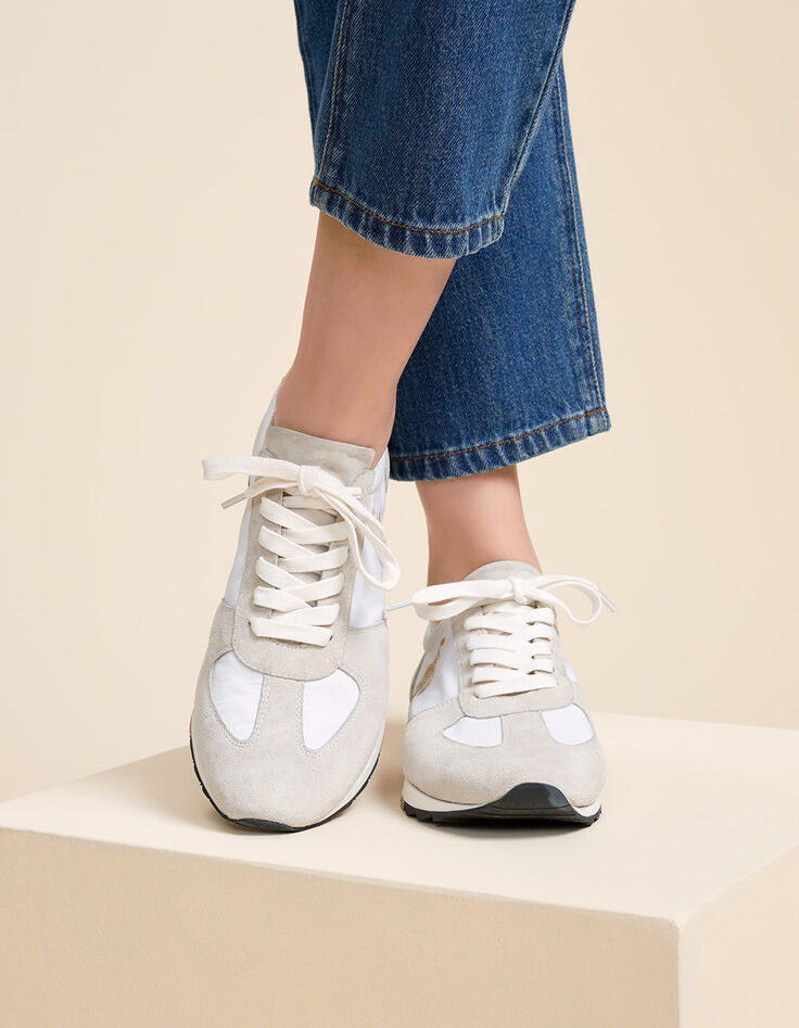 O.ZAKI - Sneakers ficelle bi-matière broderie danseuse-1