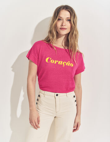 MANIA- T-shirt rose à message-1