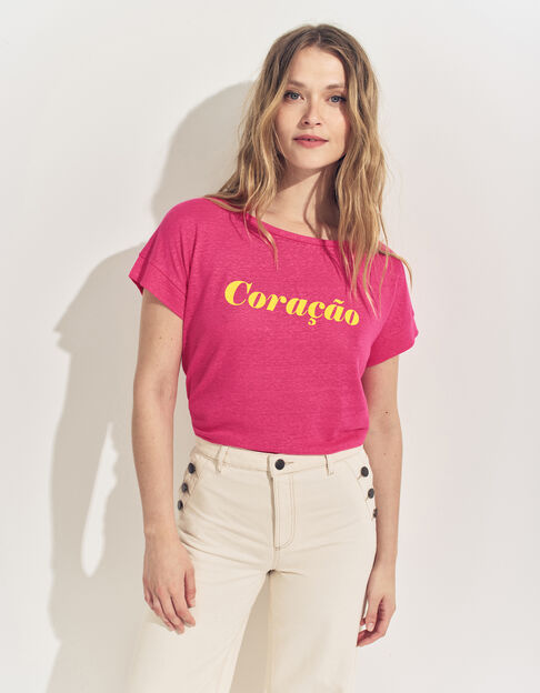 MANIA- T-shirt rose à message - One Step
