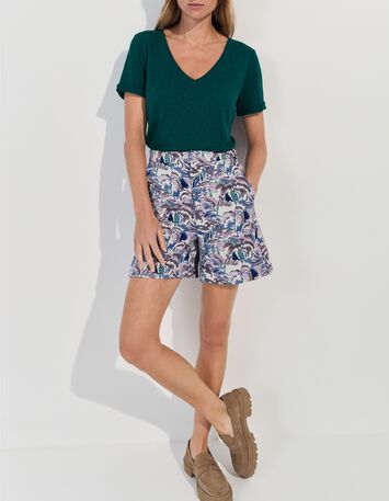 MARINGA - T-shirt vert d&eacute;tails dentelle -7