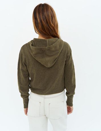 TARA - Cardigan kaki zippé à capuche-4