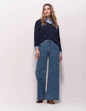 TZAR - Pull marine tricot fin avec danseuse dos-6
