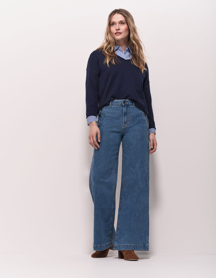 TZAR - Pull marine tricot fin avec danseuse dos-6 TZAR - Pull marine tricot fin avec danseuse dos-6