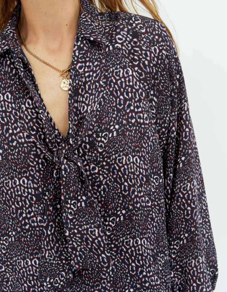 ROYCE - Robe marine à imprimé Léo abstrait-4