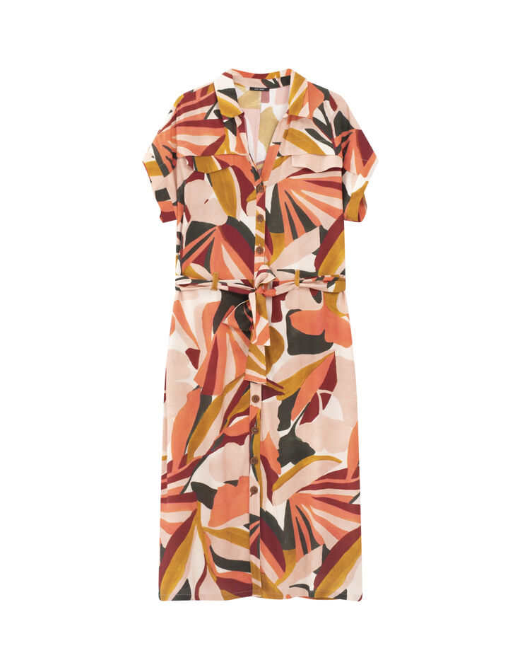 RAMY - Robe chemise midi melon à imprimé arty jungle-6