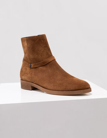 O.GALO - Boots camel cuir velours bride fixe-4