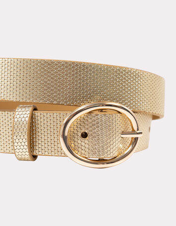 ADDY - Ceinture dorée cuir embossé effet python-4