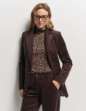 VACANCY - Veste de tailleur marron velours côtelé-2