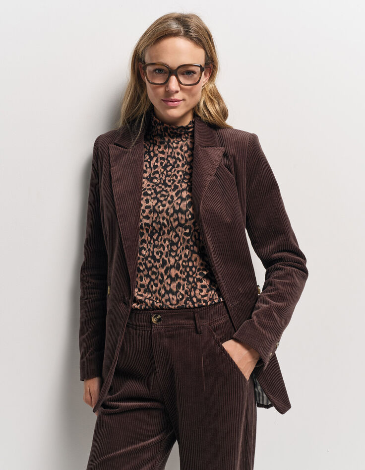 VACANCY - Veste de tailleur marron velours côtelé-2