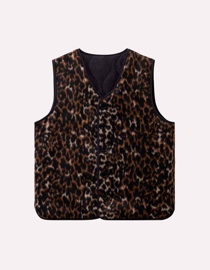 ARIEL - Gilet réversible noir et motif léopard-6