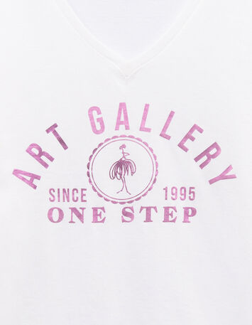 MARS - T-shirt blanc coton bio message rose-2