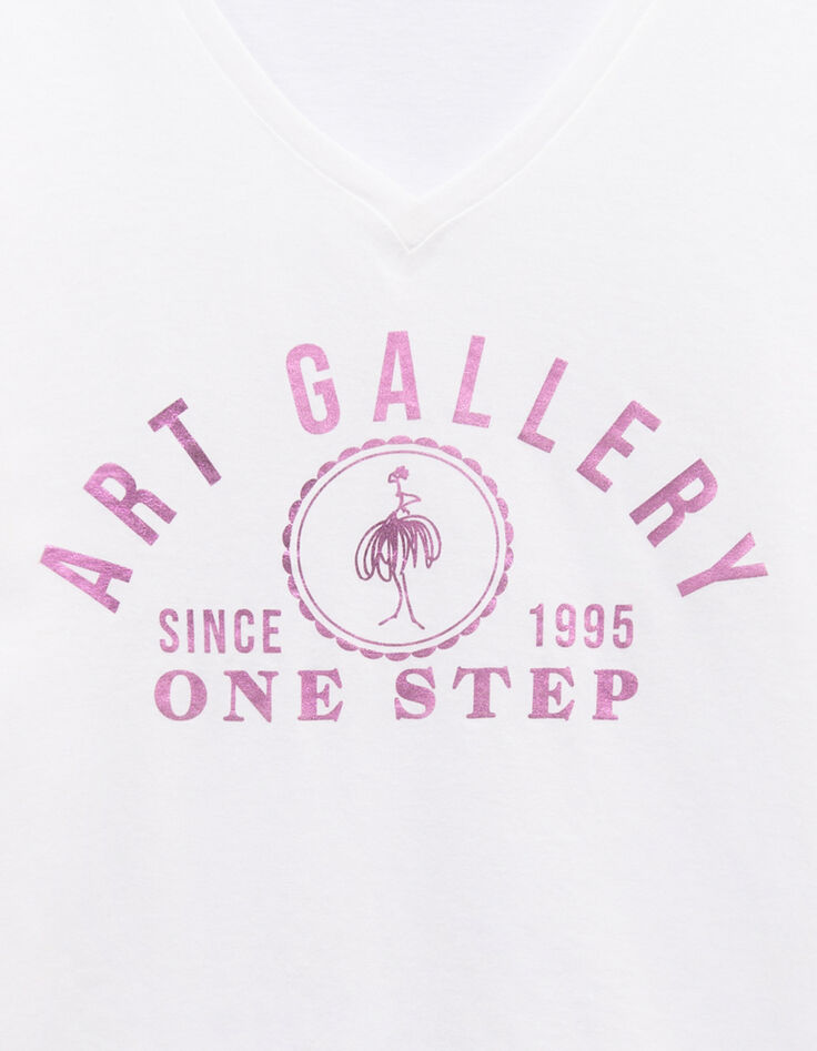 MARS - T-shirt blanc coton bio message rose-2