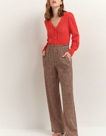 TARRY - Cardigan réversible capucine tricot ajouré-2