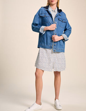 RISE - Robe chemise écrue à imprimé pois graphiques-5