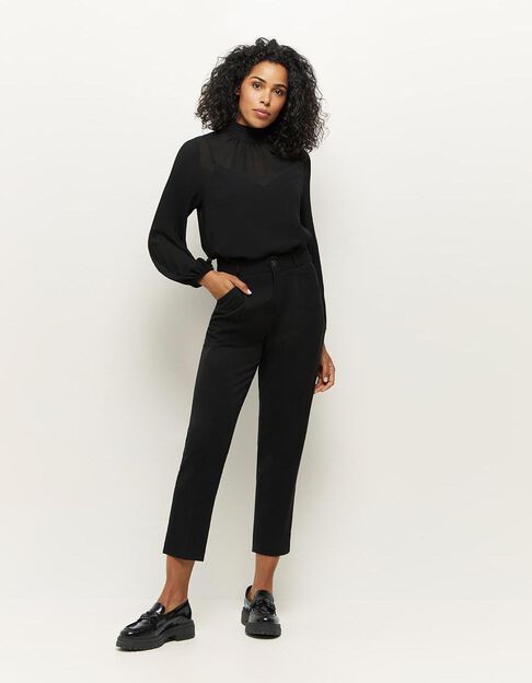 POPPY - Pantalon droit noir façon laine froide - One Step