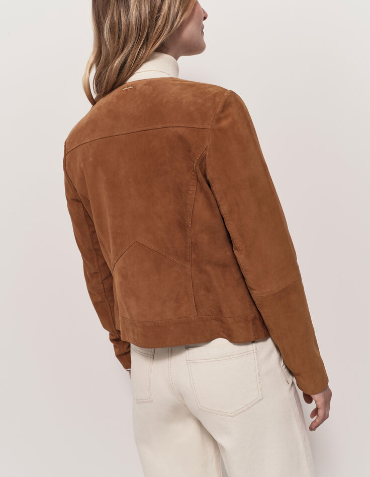 DIYA - Blouson cognac en cuir velours-3 DIYA - Blouson cognac en cuir velours-3