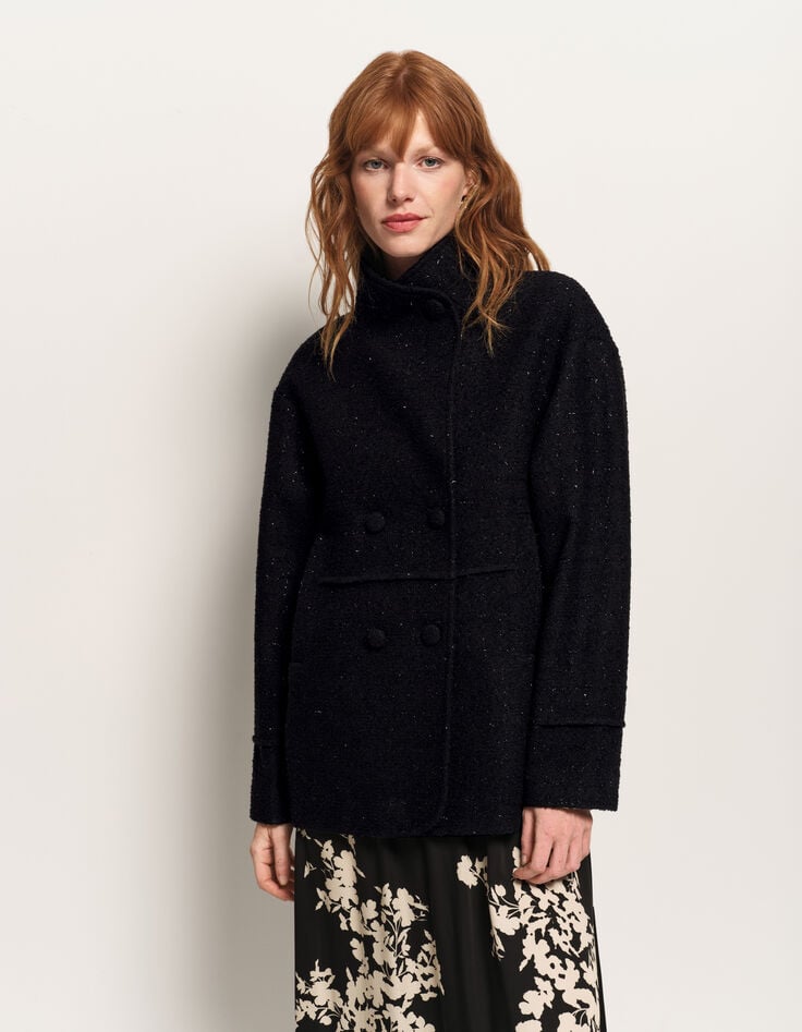 DUNE - Manteau noir lainage fantaisie lurex-2 DUNE - Manteau noir lainage fantaisie lurex-2