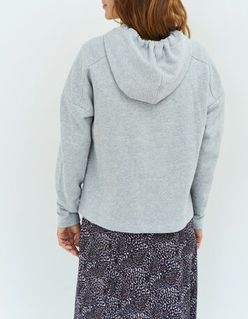 MAORI - Sweat gris avec sérigraphie monochrome Art déco-3