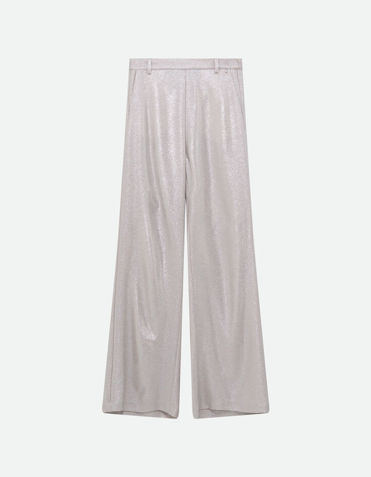 PARISI - Pantalon de costume lam&eacute; argent -1
