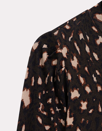 MADLY - T-shirt kaki col roulé imprimé tachiste animalier-4
