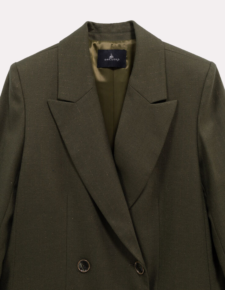 VILLON - Veste de tailleur vert rayures tennis lurex-2