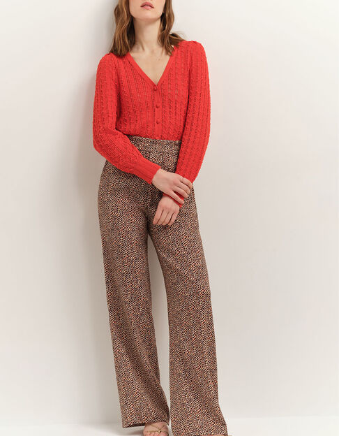 TARRY - Cardigan réversible capucine tricot ajouré - One Step